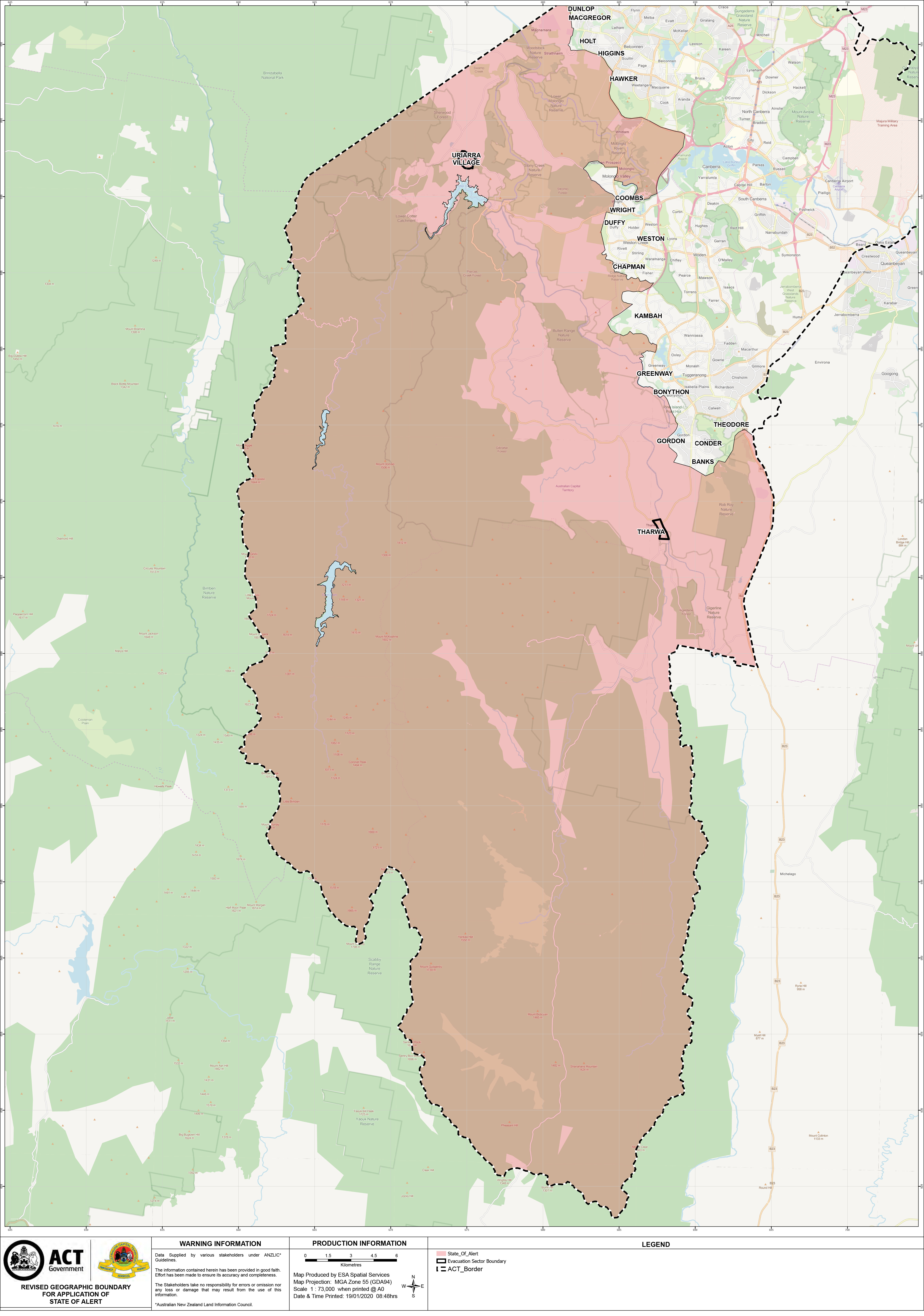 Revised geographic boundary for application of State of Alert